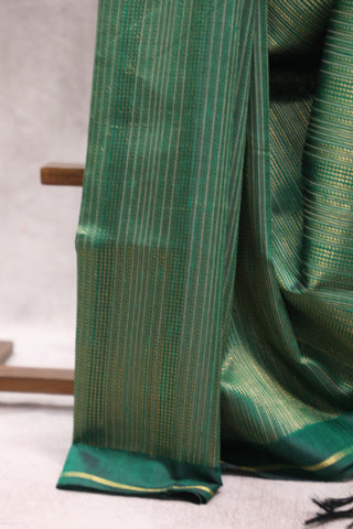 Green Raw Silk Saree - SRGRSS508