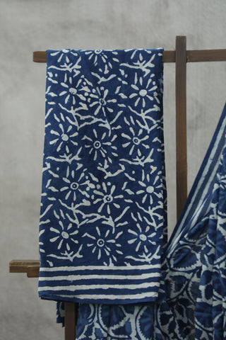 Indigo HBP Cotton Saree - SRICS1808