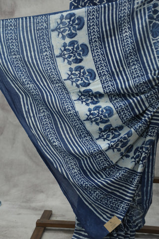 Indigo HBP Cotton Saree - SRICS1808