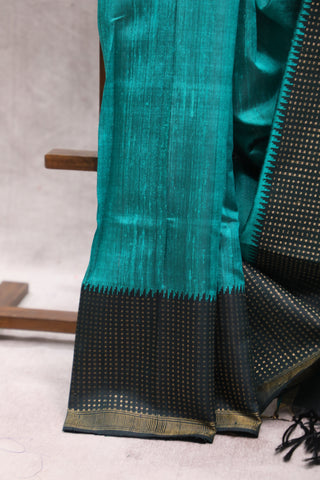 Teal Blue Raw Silk Saree - SRTBRSS488