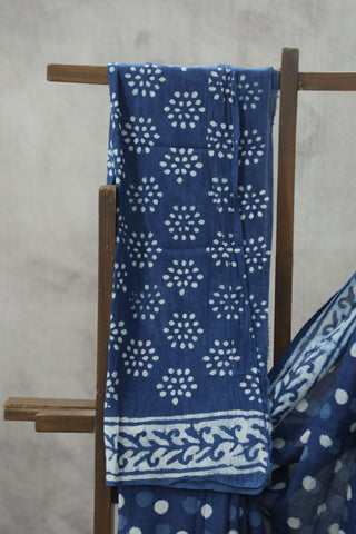 Indigo HBP Cotton Saree - SRICS1763