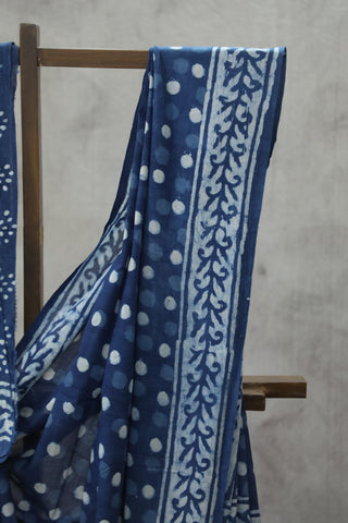 Indigo HBP Cotton Saree - SRICS1763