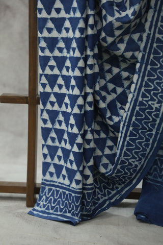 Indigo HBP Cotton Saree - SRICS1807