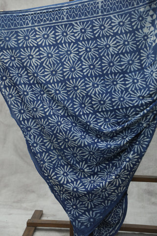 Indigo HBP Cotton Saree - SRICS1807