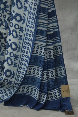 Indigo HBP Cotton Saree - SRICS1804