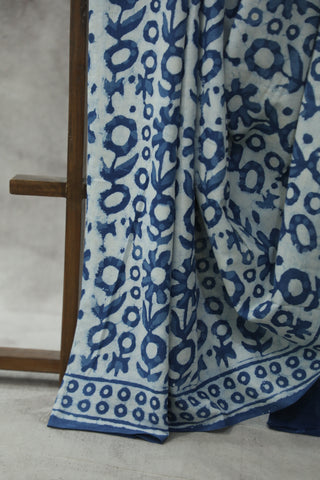 Indigo HBP Cotton Saree - SRICS1804