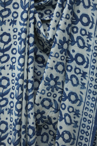 Indigo HBP Cotton Saree - SRICS1804