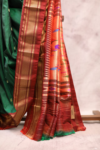 Green Silk Paithani Saree - SRGSPS377