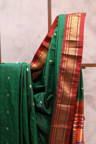 Green Silk Paithani Saree - SRGSPS377