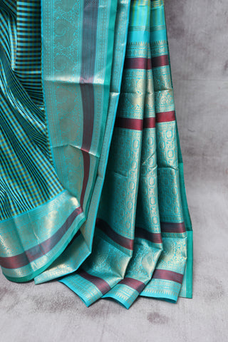 Green-Yellow Kanjeevaram Silk Saree-SRGYKSS226