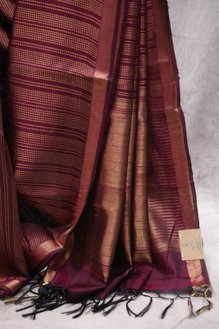 Wine Raw Silk Saree - SRWRSS502