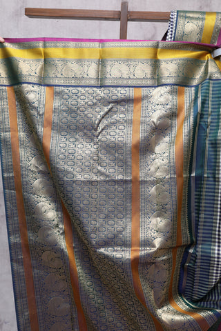 Blue-White Kanjeevaram Silk Saree-SRBWKSS223