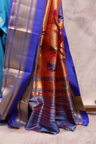 Blue Silk Paithani Saree - SRBSPS368