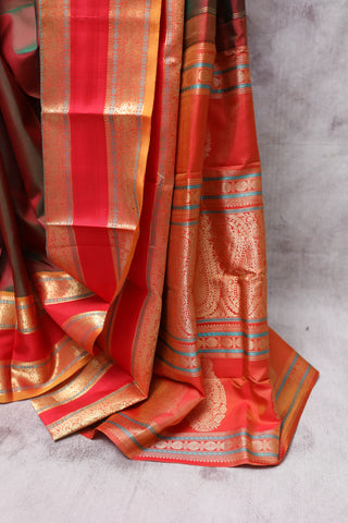 Two Tone Maroon Kanjeevaram Silk Saree-SRTTMKSS220