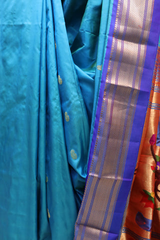 Blue Silk Paithani Saree - SRBSPS368