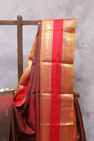 Two Tone Maroon Kanjeevaram Silk Saree-SRTTMKSS220