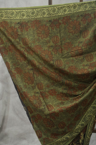 Green-Orange HBP Cotton Saree - SRGOCS1774