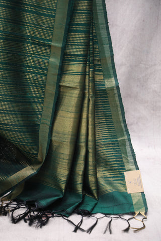 Dark Green Raw Silk Saree - SRDGRSS504