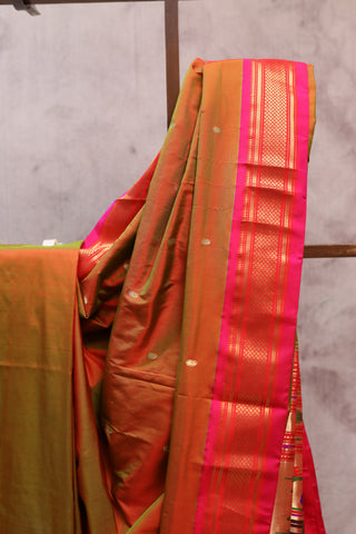 Two Tone Green Silk Paithani Saree - SRTTGSPS379