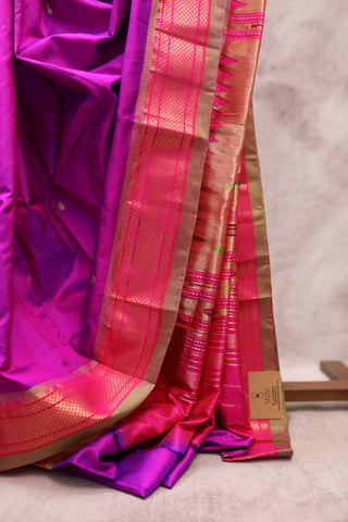 Two Tone Purple Silk Paithani Saree - SRTTPSPS387