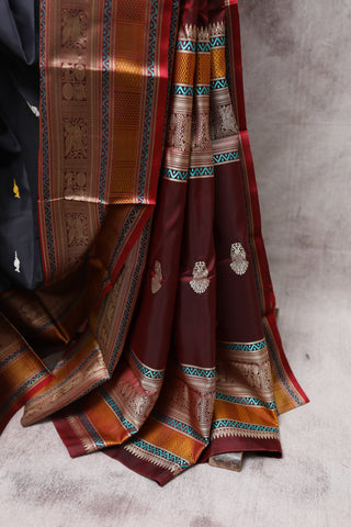 Black Kanjeevaram Silk Saree-SRBKSS229