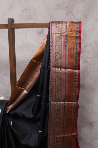 Black Kanjeevaram Silk Saree-SRBKSS229