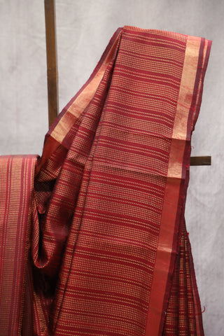 Red Raw Silk Saree - SRRRSS506