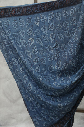 Blue-Grey HBP Cotton Saree - SRBGCS1770