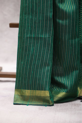 Dark Green Raw Silk Saree - SRDGRSS495