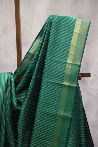 Dark Green Raw Silk Saree - SRDGRSS495