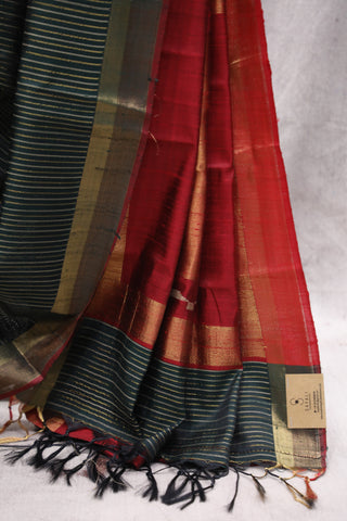 Dark Green Raw Silk Saree - SRDGRSS497