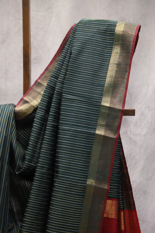 Dark Green Raw Silk Saree - SRDGRSS497