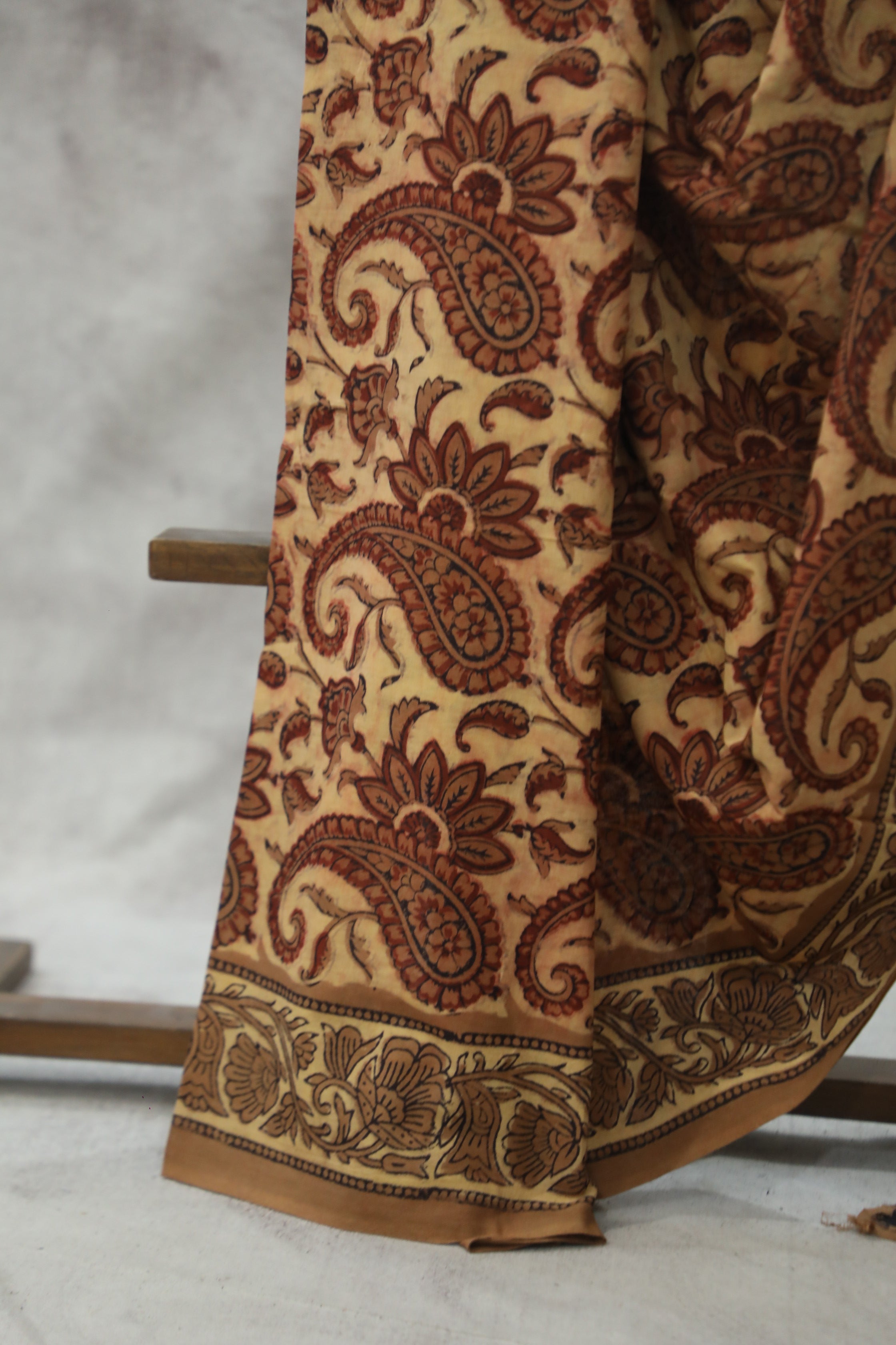 Beige Ajrakh HBP Cotton Saree - SRBACS1744