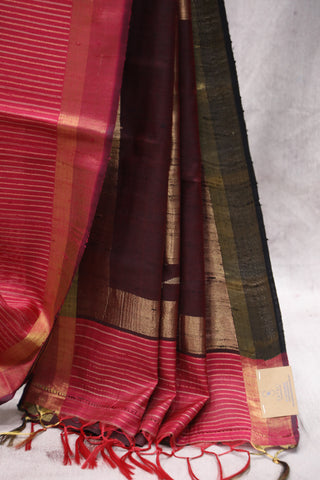 Dark Pink Raw Silk Saree - SRDPRSS499