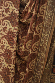 Beige Ajrakh HBP Cotton Saree - SRBACS1744