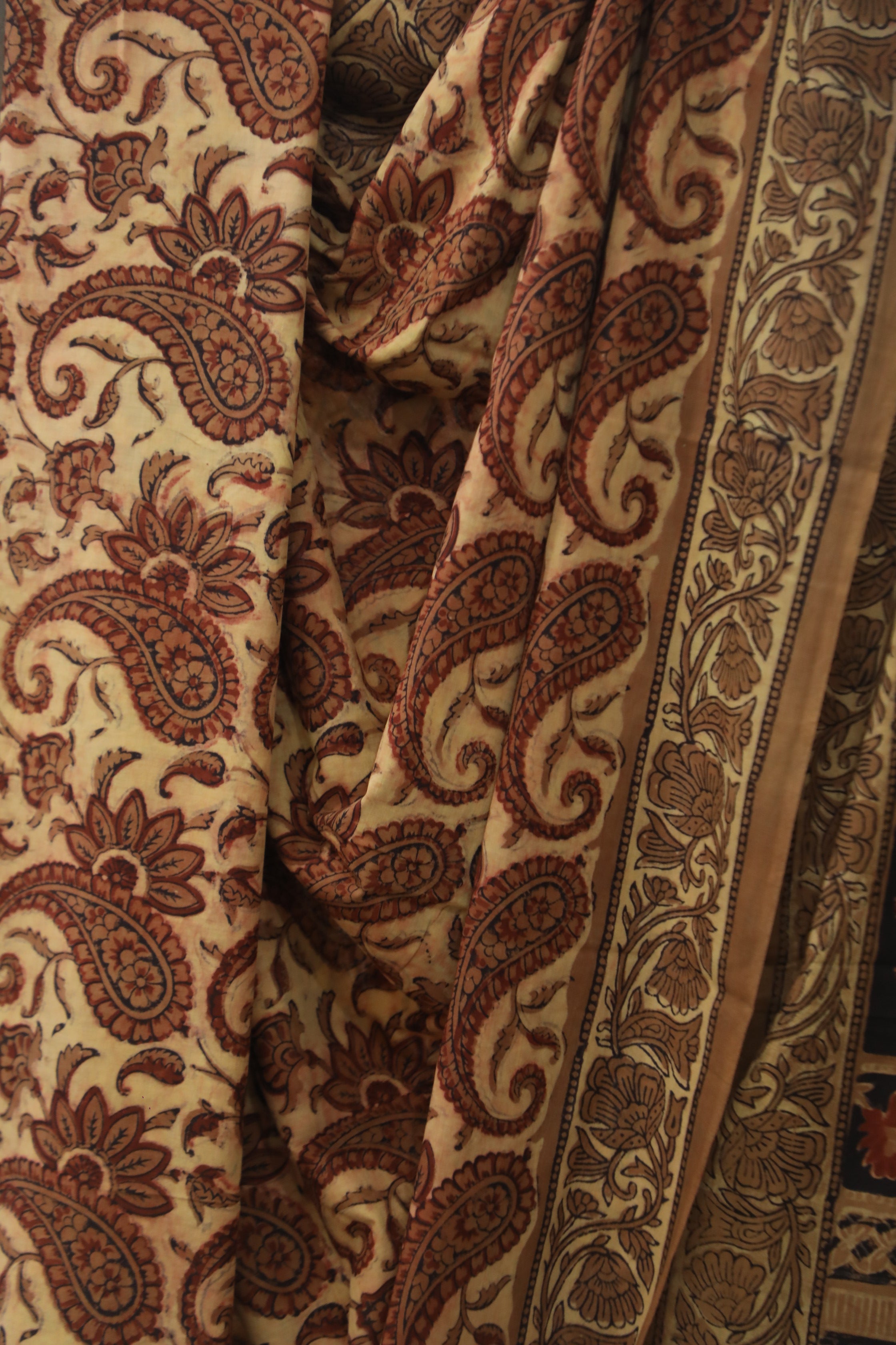 Beige Ajrakh HBP Cotton Saree - SRBACS1744