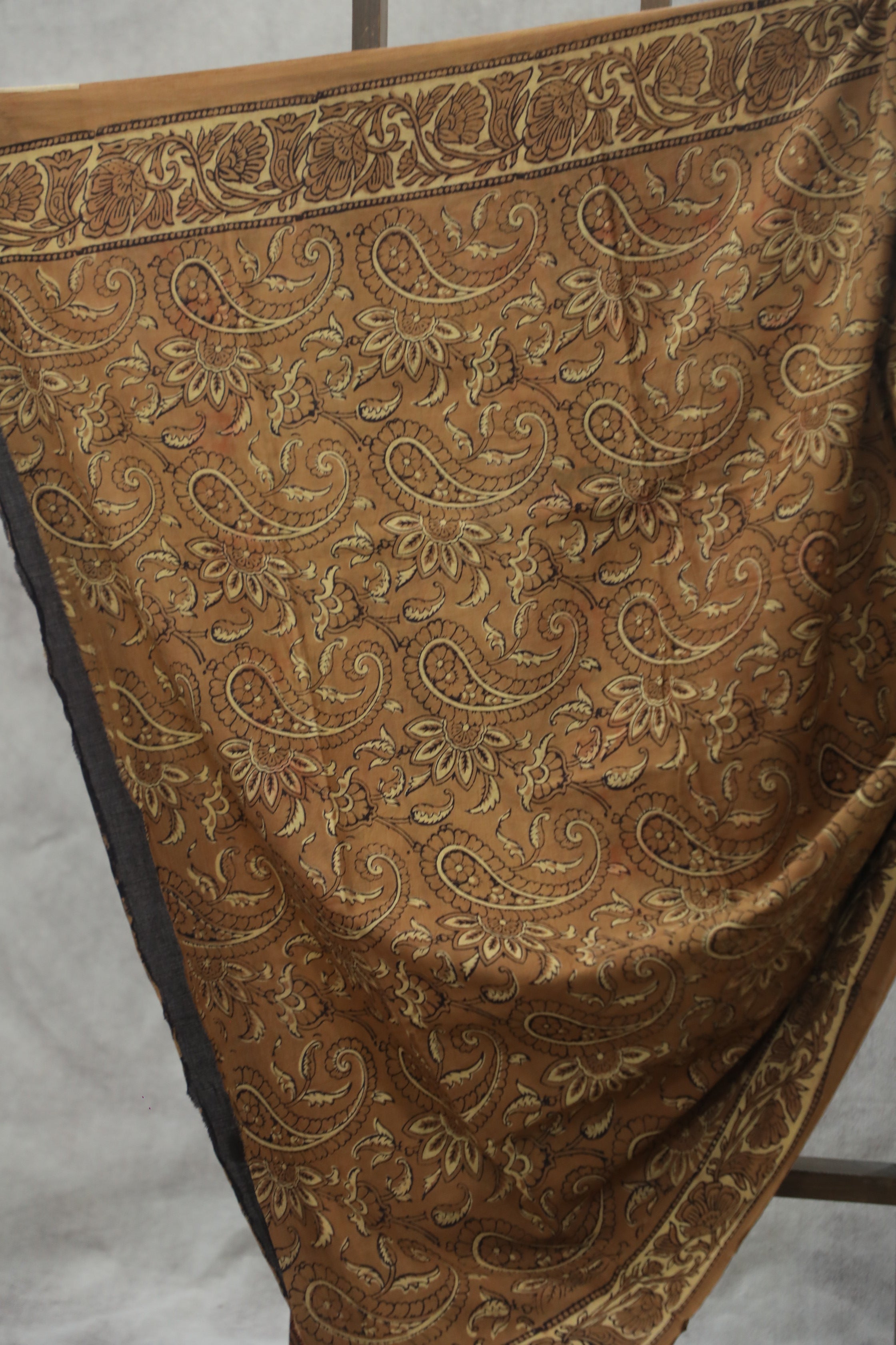 Beige Ajrakh HBP Cotton Saree - SRBACS1744