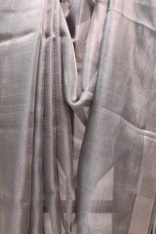 Steel Grey Tissue Tussar Silk Saree-SRSGTTSS178