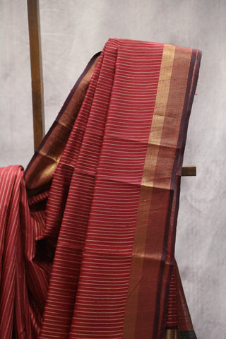 Red Raw Silk Saree - SRRRSS500