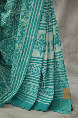 Aqua Green HBP Cotton Saree - SRAGCS1779