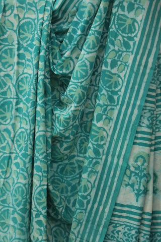 Aqua Green HBP Cotton Saree - SRAGCS1779