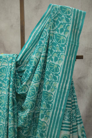 Aqua Green HBP Cotton Saree - SRAGCS1779