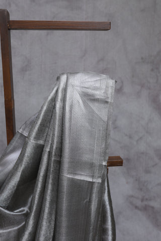 Steel Grey Tissue Tussar Silk Saree-SRSGTTSS63