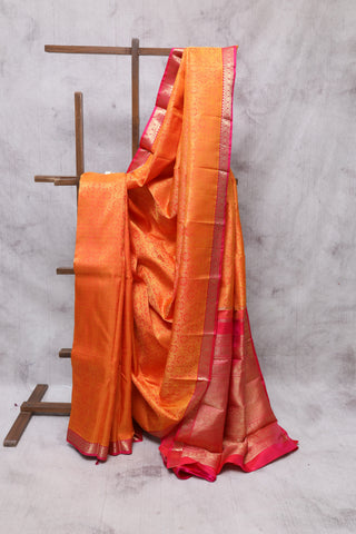 Orange-Mustard Kanjeevaram Silk Saree-SROMKSS254