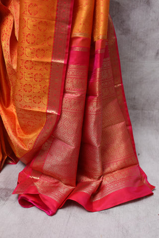 Orange-Mustard Kanjeevaram Silk Saree-SROMKSS254