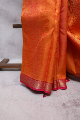 Orange-Mustard Kanjeevaram Silk Saree-SROMKSS254