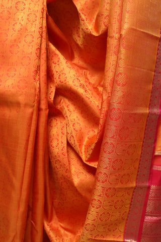 Orange-Mustard Kanjeevaram Silk Saree-SROMKSS254