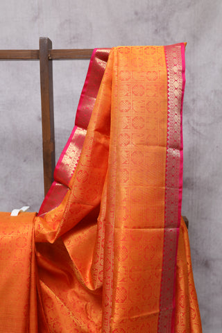 Orange-Mustard Kanjeevaram Silk Saree-SROMKSS254