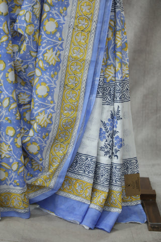 Pastel Blue HBP Cotton Saree - SRPBCS1755