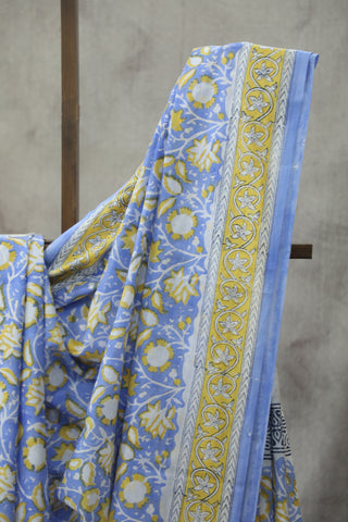 Pastel Blue HBP Cotton Saree - SRPBCS1755